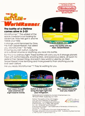 3-D WorldRunner (USA) box cover back